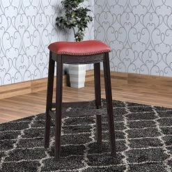 29 in. H Gray and Red Wooden Bar Stool with Upholstered Cushion Seat (Set of 2) by Benjara -Cheap Benjara Store gray and red benjara bar stools bm233108 31 1000