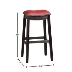 29 in. H Gray and Red Wooden Bar Stool with Upholstered Cushion Seat (Set of 2) by Benjara -Cheap Benjara Store gray and red benjara bar stools bm233108 40 1000