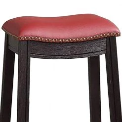 29 in. H Gray and Red Wooden Bar Stool with Upholstered Cushion Seat (Set of 2) by Benjara -Cheap Benjara Store gray and red benjara bar stools bm233108 4f 1000