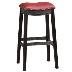29 in. H Gray and Red Wooden Bar Stool with Upholstered Cushion Seat (Set of 2) by Benjara -Cheap Benjara Store gray and red benjara bar stools bm233108 c3 1000