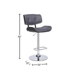 46 in. Gray and Silver Low Back Wood and metal Bar Stool with Leatherette Button Tufted Back and Seat by Benjara -Cheap Benjara Store gray and silver benjara bar stools bm270412 40 1000