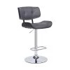 46 in. Gray and Silver Low Back Wood and metal Bar Stool with Leatherette Button Tufted Back and Seat by Benjara