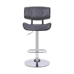 46 in. Gray and Silver Low Back Wood and metal Bar Stool with Leatherette Button Tufted Back and Seat by Benjara -Cheap Benjara Store gray and silver benjara bar stools bm270412 c3 1000
