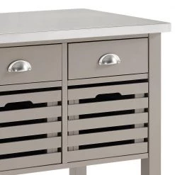 36 in. H x 30 in. W Gray and Silver 4-Drawer Wooden Kitchen Cart with Caster Wheels by Benjara -Cheap Benjara Store gray and silver benjara kitchen carts bm144037 1f 1000