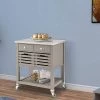 36 in. H x 30 in. W Gray and Silver 4-Drawer Wooden Kitchen Cart with Caster Wheels by Benjara