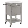 Gray and Silver Wooden Apartment Cart with Drawer and Caster Wheels by Benjara