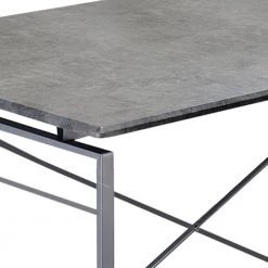 47 in. L Rectangle Gray and Silver Wooden Dining Table with X Shape Metal Base by Benjara -Cheap Benjara Store gray and silver benjara kitchen dining tables bm209581 1f 1000