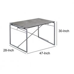 47 in. L Rectangle Gray and Silver Wooden Dining Table with X Shape Metal Base by Benjara -Cheap Benjara Store gray and silver benjara kitchen dining tables bm209581 44 1000