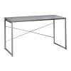 22 in. H with Gray and Silver Sled Base Rectangular Writing Desk with X-Shape Back and Wood Top by Benjara