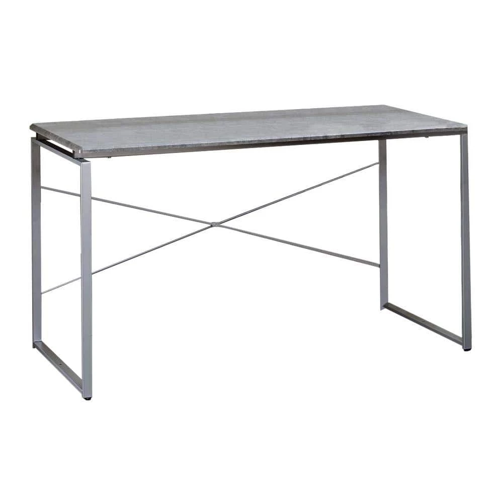 22 in. H with Gray and Silver Sled Base Rectangular Writing Desk with X-Shape Back and Wood Top by Benjara 1 22 in. H with Gray and Silver Sled Base Rectangular Writing Desk with X-Shape Back and Wood Top by Benjara