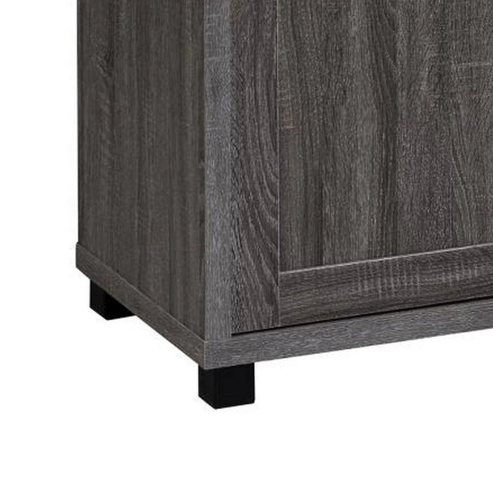 Gray Wooden Accent Cabinet with 2-Doors with Grain Details by Benjara 5 Gray Wooden Accent Cabinet with 2-Doors with Grain Details by Benjara - Image 5