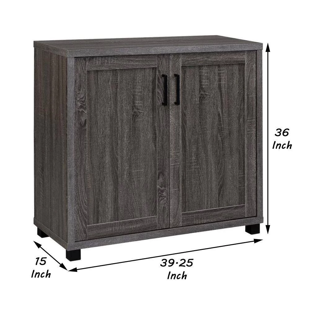 Gray Wooden Accent Cabinet with 2-Doors with Grain Details by Benjara 6 Gray Wooden Accent Cabinet with 2-Doors with Grain Details by Benjara - Image 6