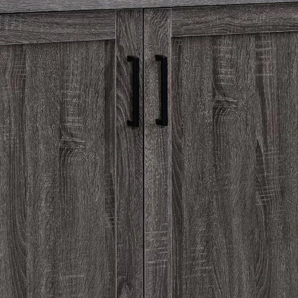 Gray Wooden Accent Cabinet with 2-Doors with Grain Details by Benjara 4 Gray Wooden Accent Cabinet with 2-Doors with Grain Details by Benjara - Image 4