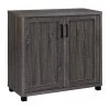 Gray Wooden Accent Cabinet with 2-Doors with Grain Details by Benjara