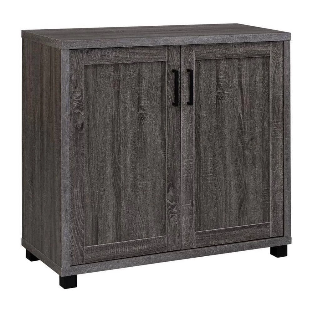 Gray Wooden Accent Cabinet with 2-Doors with Grain Details by Benjara 1 Gray Wooden Accent Cabinet with 2-Doors with Grain Details by Benjara