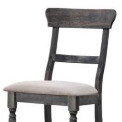 Wooden Gray Side Chair with Fabric Upholstered Seat ( Set of 2 ) by Benjara -Cheap Benjara Store gray benjara accent chairs bm186230 1f 1000