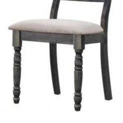 Wooden Gray Side Chair with Fabric Upholstered Seat ( Set of 2 ) by Benjara -Cheap Benjara Store gray benjara accent chairs bm186230 4f 1000