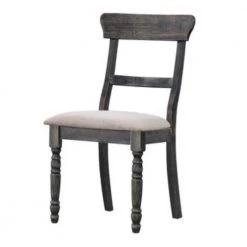 Wooden Gray Side Chair with Fabric Upholstered Seat ( Set of 2 ) by Benjara -Cheap Benjara Store gray benjara accent chairs bm186230 c3 1000