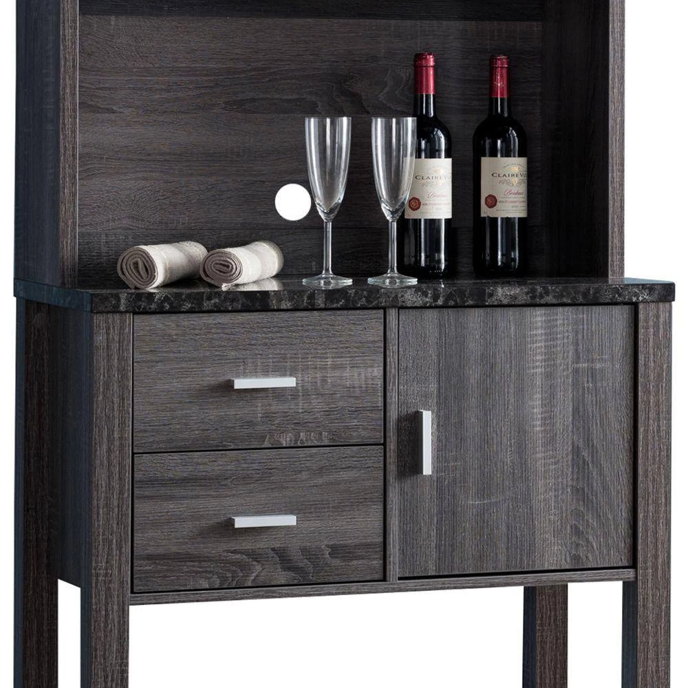 Multi Storage Gray Distressed Wooden Baker's Rack with 2-Utility Drawers by Benjara 5 Multi Storage Gray Distressed Wooden Baker's Rack with 2-Utility Drawers by Benjara - Image 5