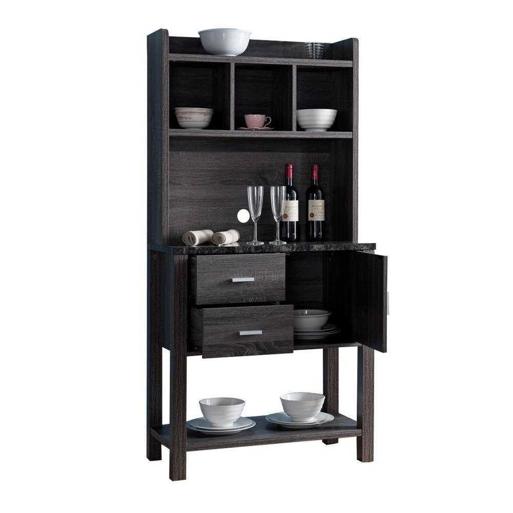 Multi Storage Gray Distressed Wooden Baker's Rack with 2-Utility Drawers by Benjara 3 Multi Storage Gray Distressed Wooden Baker's Rack with 2-Utility Drawers by Benjara - Image 3