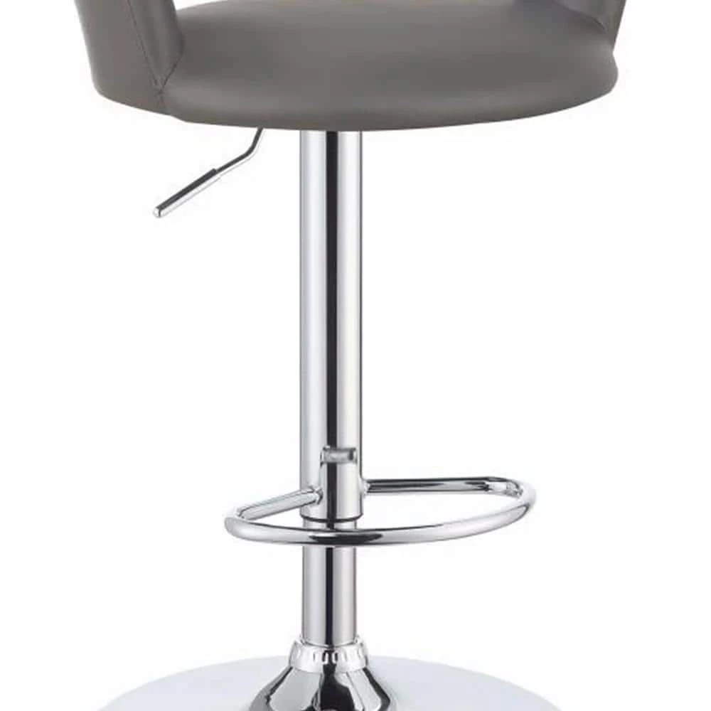 40 in. Gray High Back Contemporary Metal Frame 1-Piece Bar Stool with Faux Leather Seat by Benjara 6 40 in. Gray High Back Contemporary Metal Frame 1-Piece Bar Stool with Faux Leather Seat by Benjara - Image 6