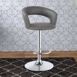 40 in. Gray High Back Contemporary Metal Frame 1-Piece Bar Stool with Faux Leather Seat by Benjara 15 40 in. Gray High Back Contemporary Metal Frame 1-Piece Bar Stool with Faux Leather Seat by Benjara -Cheap Benjara Store gray benjara bar stools bm163754 31 1000