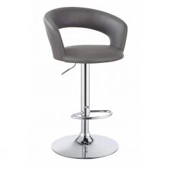 40 in. Gray High Back Contemporary Metal Frame 1-Piece Bar Stool with Faux Leather Seat by Benjara