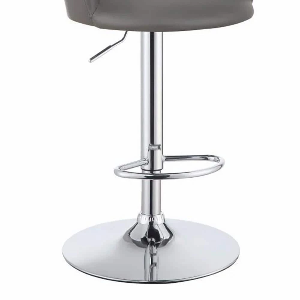 40 in. Gray High Back Contemporary Metal Frame 1-Piece Bar Stool with Faux Leather Seat by Benjara 4 40 in. Gray High Back Contemporary Metal Frame 1-Piece Bar Stool with Faux Leather Seat by Benjara - Image 4