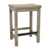 24 in. H Natural Gray Wooden Counter Height Stool with Grain Details by Benjara