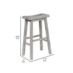 29 in. H Gray Saddle Design Backless Wooden Barstool with Grain Details by Benjara -Cheap Benjara Store gray benjara bar stools bm239734 44 1000