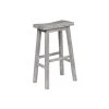 29 in. H Gray Saddle Design Backless Wooden Barstool with Grain Details by Benjara