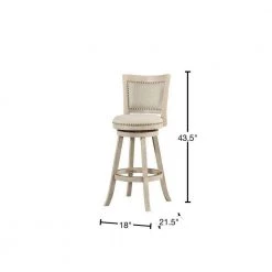43.5 in. H Gray Curved Back Wooden Swivel Bar Stool with Nailhead Trim by Benjara -Cheap Benjara Store gray benjara bar stools bm239739 40 1000