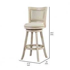 43.5 in. H Gray Curved Back Wooden Swivel Bar Stool with Nailhead Trim by Benjara -Cheap Benjara Store gray benjara bar stools bm239739 fa 1000