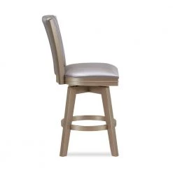 20.08 in. Pearl Gray Full Back Solid Wood Frame Counter Height Stool with Fabric Seat by Benjara -Cheap Benjara Store gray benjara bar stools bm250964 1f 1000