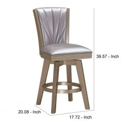 20.08 in. Pearl Gray Full Back Solid Wood Frame Counter Height Stool with Fabric Seat by Benjara -Cheap Benjara Store gray benjara bar stools bm250964 44 1000