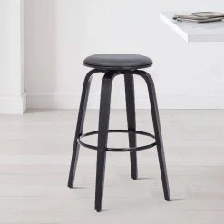 25 in. Gray Backless Barstool with Swivel Seat and Wooden Legs by Benjara -Cheap Benjara Store gray benjara bar stools bm269990 31 1000