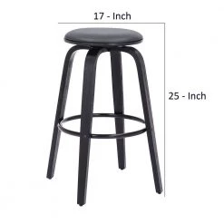 25 in. Gray Backless Barstool with Swivel Seat and Wooden Legs by Benjara -Cheap Benjara Store gray benjara bar stools bm269990 44 1000
