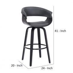 41 in. Gray Low Back Metal and Wooden Swivel Faux Leather Barstool with Curved Open Back by Benjara 14 41 in. Gray Low Back Metal and Wooden Swivel Faux Leather Barstool with Curved Open Back by Benjara -Cheap Benjara Store gray benjara bar stools bm269992 44 1000