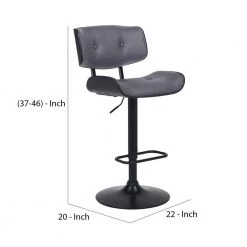 46 in. Gray Low Back Bar Stool with Leatherette Button Tufted Back and Seat by Benjara -Cheap Benjara Store gray benjara bar stools bm270411 44 1000