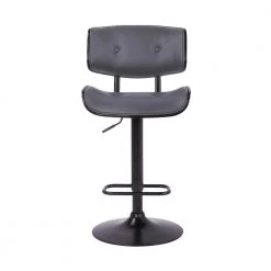 46 in. Gray Low Back Bar Stool with Leatherette Button Tufted Back and Seat by Benjara -Cheap Benjara Store gray benjara bar stools bm270411 c3 1000
