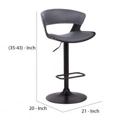 43 in. Low Back Metal Gray Bar Stool with Curved Leatherette Back and Swivel Mechanism by Benjara 13 43 in. Low Back Metal Gray Bar Stool with Curved Leatherette Back and Swivel Mechanism by Benjara -Cheap Benjara Store gray benjara bar stools bm270413 44 1000