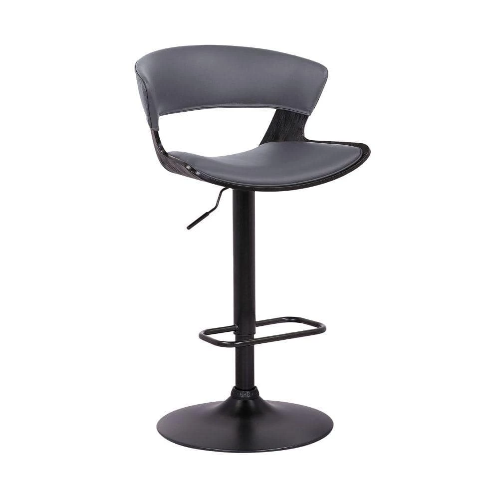 43 in. Low Back Metal Gray Bar Stool with Curved Leatherette Back and Swivel Mechanism by Benjara 1 43 in. Low Back Metal Gray Bar Stool with Curved Leatherette Back and Swivel Mechanism by Benjara