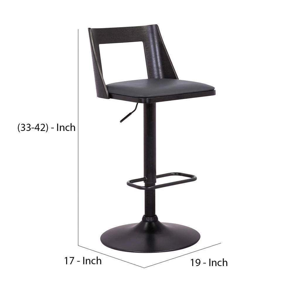 42 in. Gray Low Back Metal and Wooden Bar Stool with Curved Open Design Back by Benjara 7 42 in. Gray Low Back Metal and Wooden Bar Stool with Curved Open Design Back by Benjara - Image 7