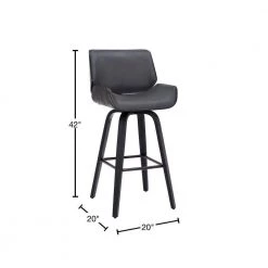 42 in. Gray Low Back Wooden Bar Stool with Curved Padded Back and Seat by Benjara -Cheap Benjara Store gray benjara bar stools bm270436 40 1000