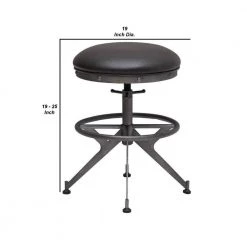 Ruth 25 in. Gray Backless Metal Axle Base Adjustable Stool with Cushioned Seat by Benjara -Cheap Benjara Store gray benjara bar stools bm274755 44 1000