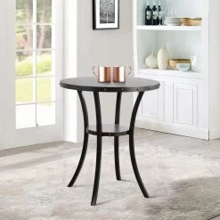 36 In. Gray Round Wood Bar Table with Flared Legs by Benjara -Cheap Benjara Store gray benjara bar tables bm272080 31 1000