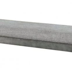 Vilhelm I Mid Century Modern Style Gray Metal and Fabric Upholstered Bench 15.5" L x 49" W x 15.75" H by Benjara -Cheap Benjara Store gray benjara bedroom benches bm123680 4f 1000