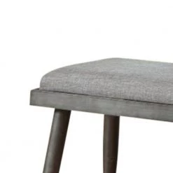 Vilhelm I Mid Century Modern Style Gray Metal and Fabric Upholstered Bench 15.5" L x 49" W x 15.75" H by Benjara -Cheap Benjara Store gray benjara bedroom benches bm123680 c3 1000