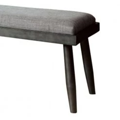 Vilhelm I Mid Century Modern Style Gray Metal and Fabric Upholstered Bench 15.5" L x 49" W x 15.75" H by Benjara -Cheap Benjara Store gray benjara bedroom benches bm123680 fa 1000