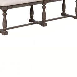 Gray Farmhouse Style Bench with Padded Seating and Turned Pedestal Base 60 in. L x 17 in. W x 19.5 in. H by Benjara -Cheap Benjara Store gray benjara bedroom benches bm215332 1f 1000